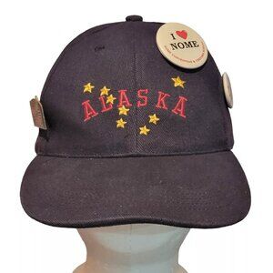 Alaska Souvenir Hat Cap Dad Men Women Travel State Navy Blue with Buttons